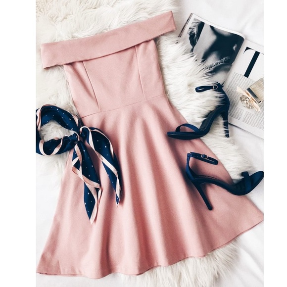 Lulus Dresses & Skirts - Lulus  Blush Pink Off Shoulder Skater Mini Dress